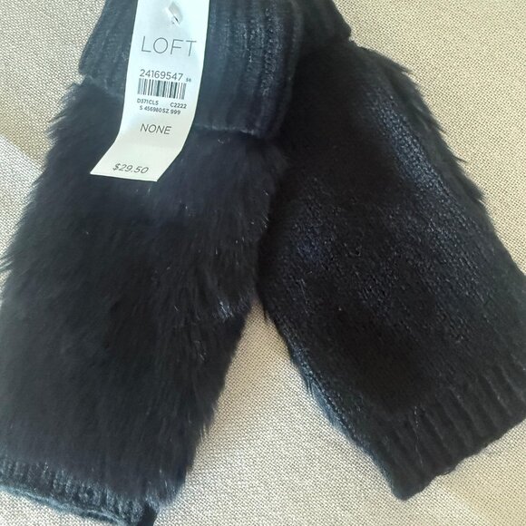 LOFT Faux Fur Knit Arm Warmers (NWT) - Picture 3 of 3